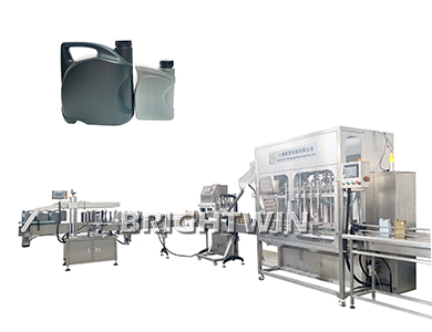 6頭5L潤(rùn)滑油機(jī)油灌裝機(jī)，搓蓋機(jī)配提升機(jī)，雙面貼標(biāo)機(jī)線